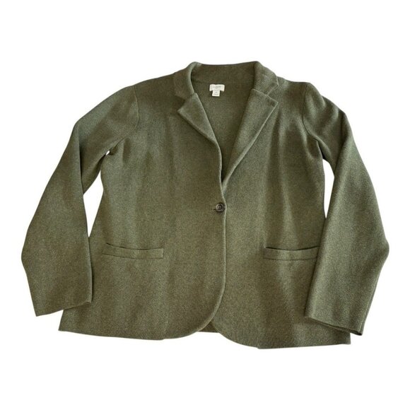 J Crew Womens Schoolboy Sweater Blazer~Size Medium~Green Heather Loden Top - Picture 9 of 13
